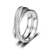 JURE 925 Sterling Silver Ring Zirconia Cross-shaped Wedding Engagement Ring Proposal Bridal Halo Replacement