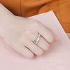 JURE 925 Sterling Silver Ring Zirconia Cross-shaped Wedding Engagement Ring Proposal Bridal Halo Replacement