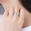 JURE 925 Sterling Silver Ring Zirconia Cross-shaped Wedding Engagement Ring Proposal Bridal Halo Replacement