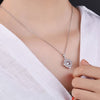 JURE Fashionable S925 Sterling Silver Pendant Rotatable Zirconia Sparkle Pendant Square Pendant Necklace18 Inch