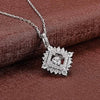 JURE Fashionable S925 Sterling Silver Pendant Rotatable Zirconia Sparkle Pendant Square Pendant Necklace18 Inch