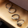 4 Pcs Fashion New Hot Vintage Retro Anti-silver Plated Knuckle Finger Ring Set Jewelry Accessories for Women Girls Party Band