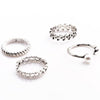 4 Pcs Fashion New Hot Vintage Retro Anti-silver Plated Knuckle Finger Ring Set Jewelry Accessories for Women Girls Party Band
