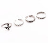 4 Pcs Fashion New Hot Vintage Retro Anti-silver Plated Knuckle Finger Ring Set Jewelry Accessories for Women Girls Party Band
