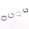 4 Pcs Fashion New Hot Vintage Retro Anti-silver Plated Knuckle Finger Ring Set Jewelry Accessories for Women Girls Party Band