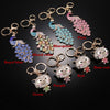 Fashionable Charm Jewelry Hollow Shining Rhinestone Aureate Animal Pendant Key Ring Chain for Handbag Bag Women Gift