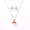 Fashion Charming Christmas Metal Zinc Alloy Necklace Earrings Enamel Jewelry Set for Woman Girls Party Holiday