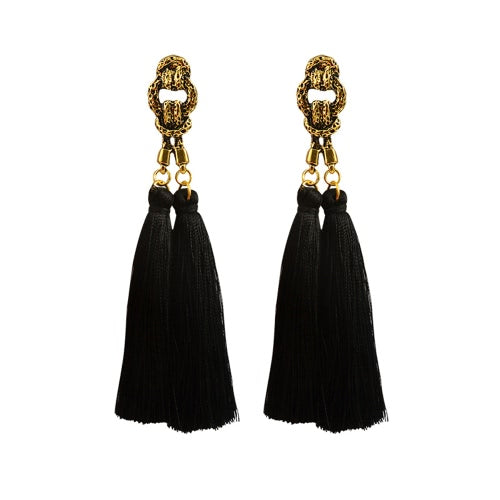 Fashion Popular Retro Bohemian Style Long Tassel Drop Earrings for Women Travel Vintage Jewelry