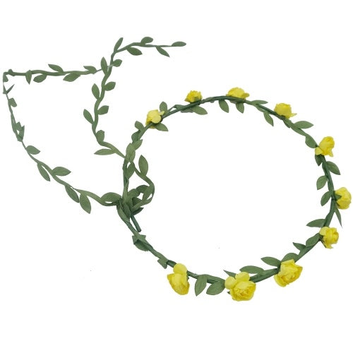 12 Pieces Multicolor Flower Crown Wreath Floral Garland Headband Party Supplies Decorations for Festival Wedding Party Vacation Photography Props