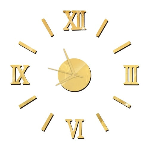 ساعة حائط ذاتية الصنع بدون إطار مرآة ثلاثية الأبعاد