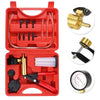 17pcs Professional Car Auto Hand Held Vacuum Pressure Pump Brake Bleeder Adaptor Fluid Reservoir Tester Vacuum Bleeding Test Kits Kits 2 in 1 Tool Kit Vacuum Tester