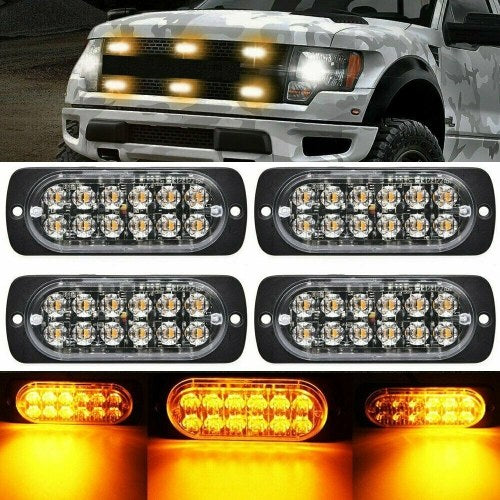 4pcs 12 strobe LED Amber Hazard Beacon الطوارئ الوميض
