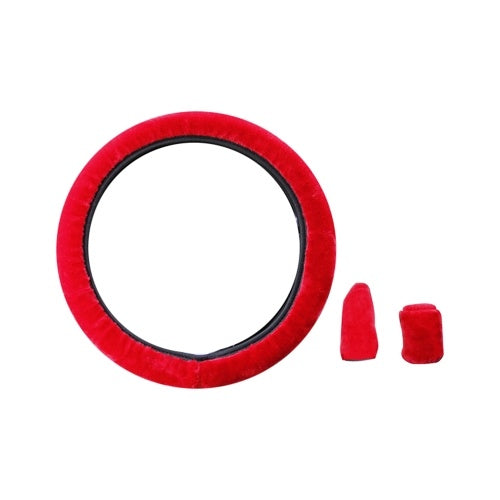 Fluffy Steering Wheel Cover Set, 3 pcs Winter Warm Steering Wheel Cover Handbrake Cover Gear Shift Cover, Universal Plush Non-Slip Interior Accessories