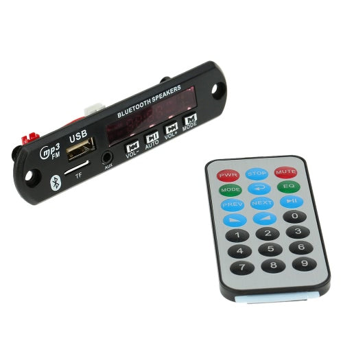 لوحة فك تشفير لاسلكية BT MP3 WMA وحدة راديو FM صوت السيارة مع منفذ Aux في USB وفتحة بطاقة TF وجهاز التحكم عن بعد 