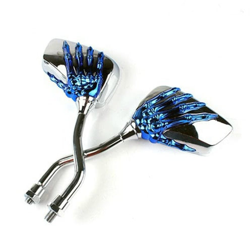 1 Pair Universal Motorcycle Aluminum Alloy Handlebar Skull Hand Pattern Ghost Claw Adjustable Rearview Side Glass Mirror Modified Accessories for Street Cars Scooters
