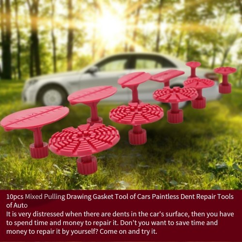 10 قطعة أداة حشية سحب مختلطة باللون الأحمر الوردي للسيارات بدون طلاء أدوات إصلاح السيارات