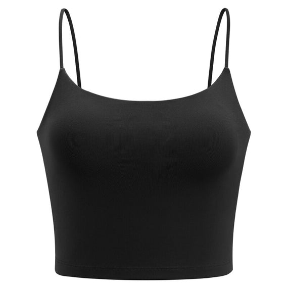 Kedsum Padded Sports Bra Strappy Crop Tops - Black