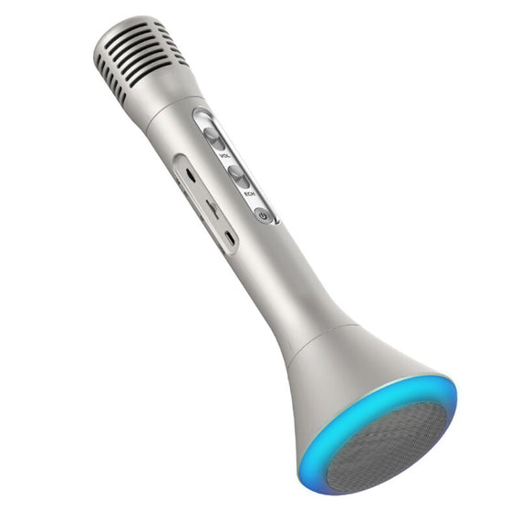 ميكروفون لاسلكي محمول KTV LED - فضي