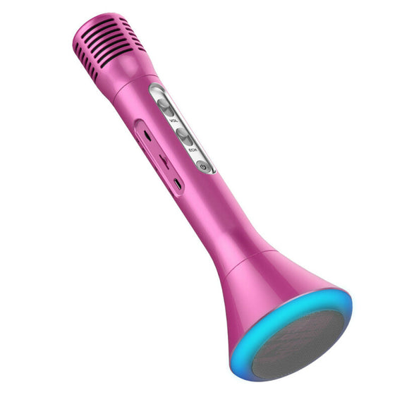 ميكروفون لاسلكي محمول KTV LED - وردي