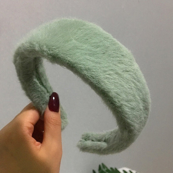 إكسسوارات شعر نسائية قطيفة سميكة من الفرو - أخضر 
