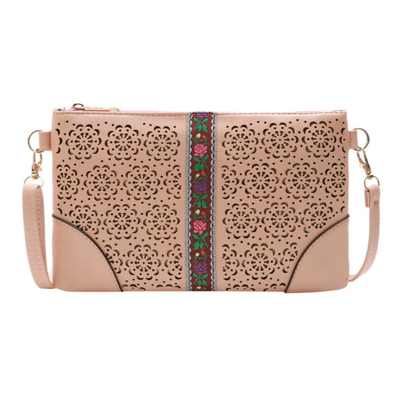 حقيبة يد ليدي مخرمة مطرزة - وردي