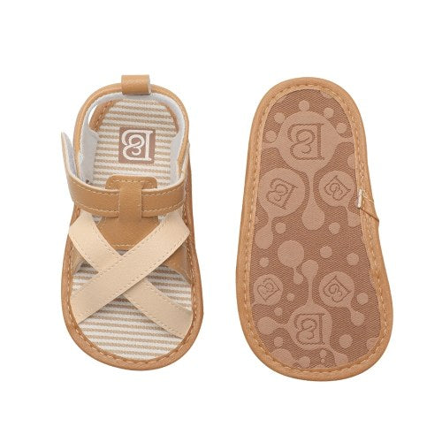 حذاء للأطفال الرضع صندل من البولي يوريثان بشريط سحري نعل ناعم مانع للانزلاق حذاء رياضي Prewalker للصيف أحمر مقاس أمريكي 6