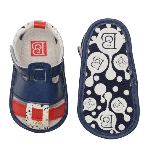 حذاء للأطفال الرضع الصغار صندل من البولي يوريثان بشريط سحري نعل ناعم مانع للانزلاق حذاء رياضي Prewalker للصيف أزرق مقاس أمريكي 4