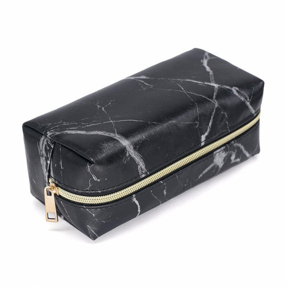 Marble Cosmetic Pouch Bag - Black