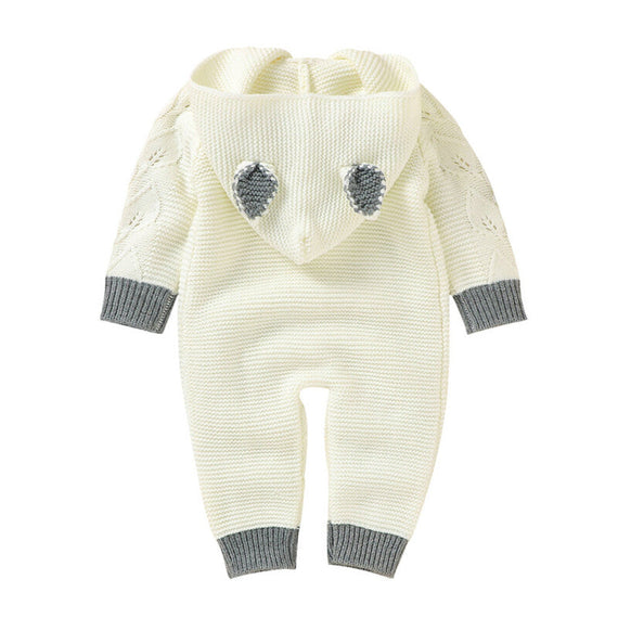 Matoen Hooded Romper Sweater - White