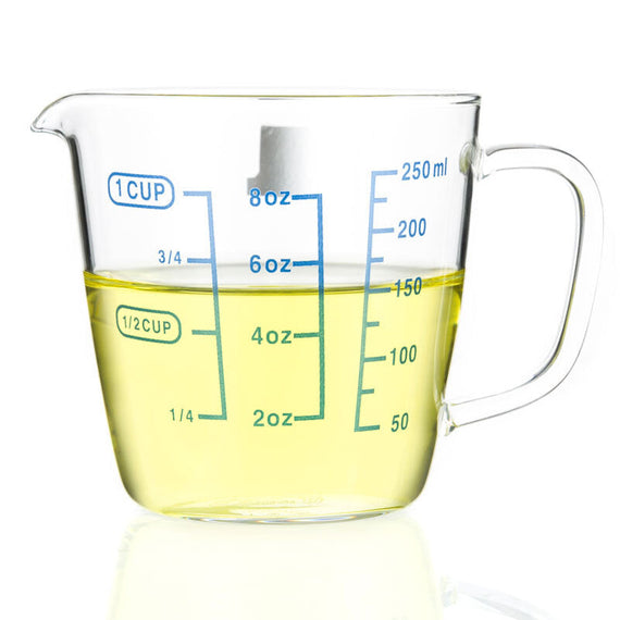 كوب فرن منزلي من زجاج الحليب مع مقياس زجاجي مقاوم للحرارة يمكن تسخينه بالميكروويف لمنع سخونة 250 مل