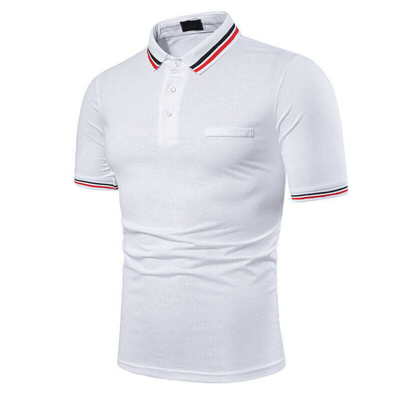 Men's Casual Short Sleeve Slim Fit Polo Shirt - White