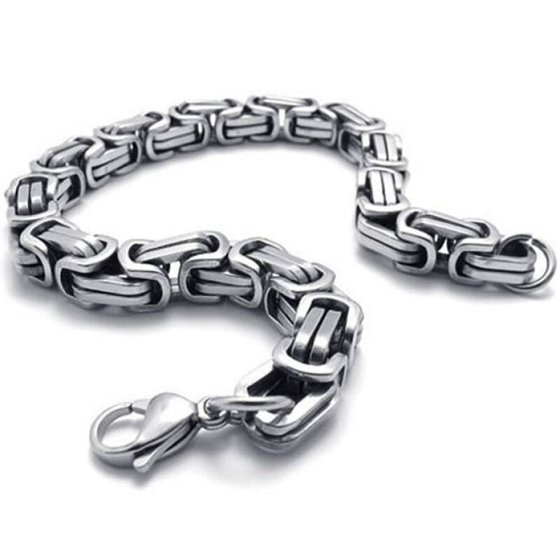 Mens Premium Lobster Stainless Chain Bracelet - Silver