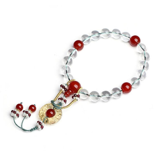 سوار سلسلة كريستال فاخر طبيعي - أبيض 