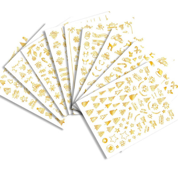 New Fashion 3D Christmas Nail Art Sticker - Gold