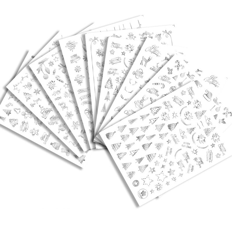 New Fashion 3D Christmas Nail Art Sticker - Silver
