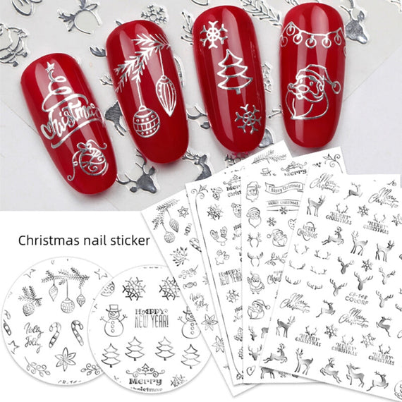 New Fashion 3D Christmas Nail Art Sticker - Silver
