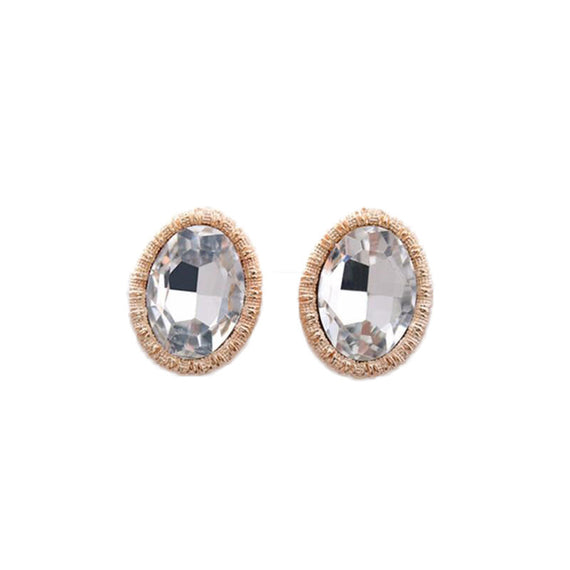 الموضة الجديدة البيضاوي كليب أقراط-الذهب الأبيض 