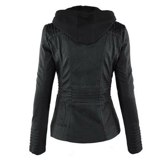 New Fashionable Women's Leather Jacket - Black