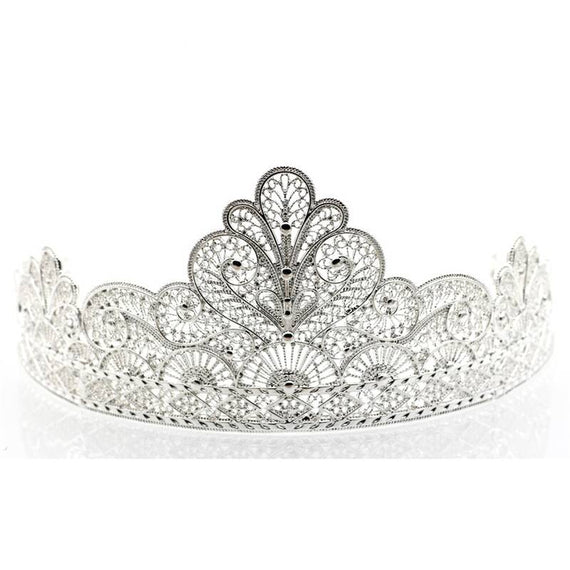 New Premium Rhinestone Flowered Tiaras - Silver