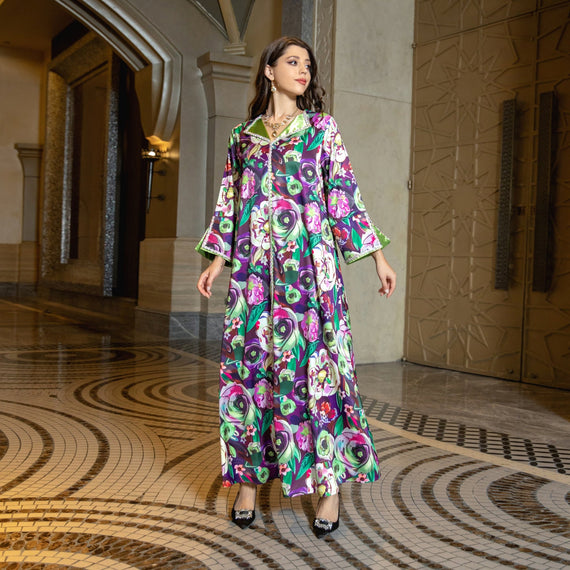 KT-12-29-1072 أحدث طراز من Netflix ملابس نسائية ذات مزاج شعبي قفطان