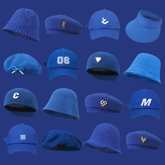 قبعات Klein الزرقاء للنساء للربيع والصيف واقية من الشمس وقبعات صياد السمك وقبعات البيسبول للرجال Klein blue مجموعة متنوعة من الأنماط للاختيار من بينها يمكن ارتداؤها في أربعة مواسم