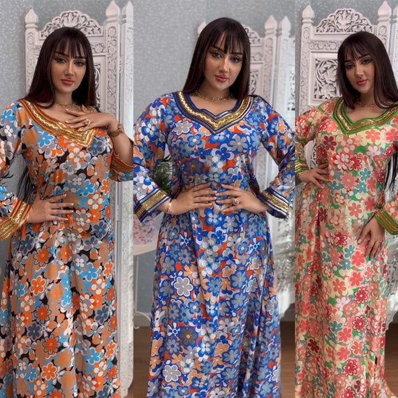 KT-12-29-1083 أحدث طراز من Netflix ملابس نسائية ذات مزاج شعبي قفطان