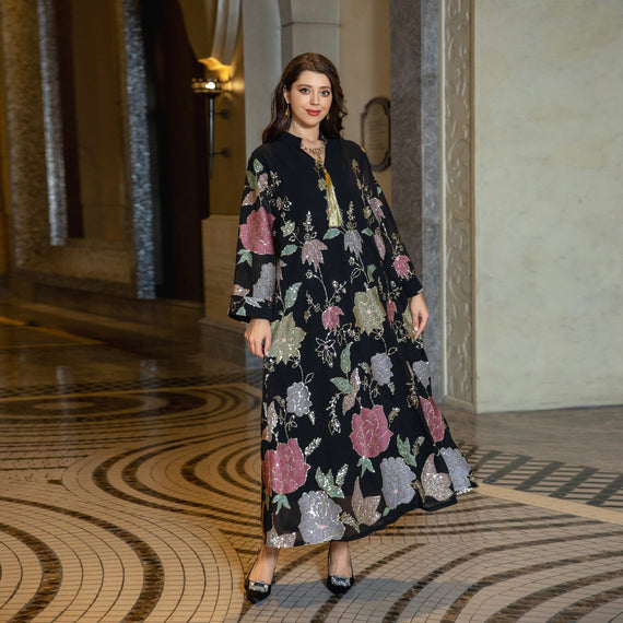 KT-12-28-1007 أحدث طراز من Netflix ملابس نسائية ذات مزاج شعبي قفطان