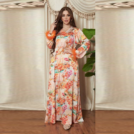 KT-12-29-1080 أحدث طراز من Netflix ملابس نسائية ذات مزاج شعبي قفطان 