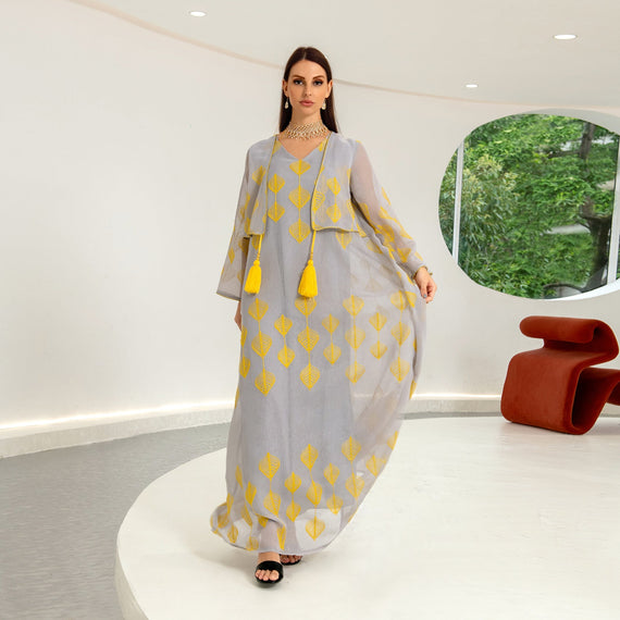 KT-12-29-1029 أحدث طراز من Netflix ملابس نسائية ذات مزاج شعبي قفطان