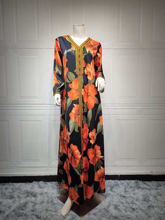 2024 Latest Netflix Style Popular Fashion Temperament Women's Clothing Kaftan