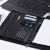 Multifunctional Professional Business Zippered Padfolio Folder Document Case Organizer A4 PU Leather