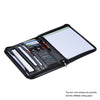 Multifunctional Professional Business Zippered Padfolio Folder Document Case Organizer A4 PU Leather