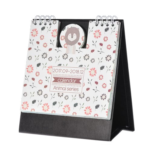 كارتون الحيوانات الجدول التقويم مخطط مكتب صغير مع حامل 2017.9 ~ 2018.12 اللوازم المدرسية المكتبية 