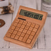 Multifunctional Bamboo Electronic Calculator Counter 12 Digits Solar & Battery Dual Powered for Home Office School Retail Store